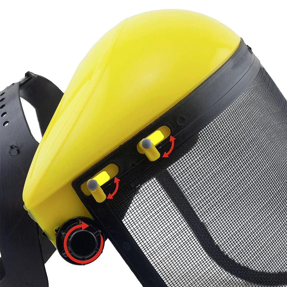 Sikkerhetshjelm med Mesh Visir for Motorsag, Trimmer, Hekkeklipper, Hagearbeid og Ugressfjerner for Full Ansiktsbeskyttelse
